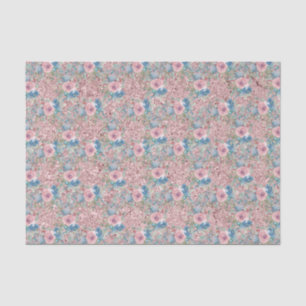 Papier Mousseline Roses vintages rose bleu brillant rose Arrière - p