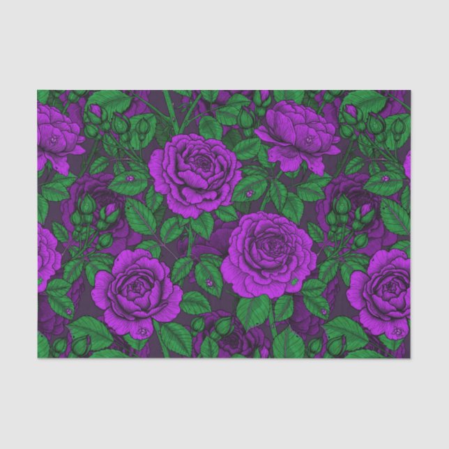 Papier Mousseline Roses violets (Recto)