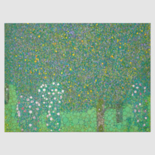 Papier Mousseline Rosiers sous les arbres par Après Gustav Klimt