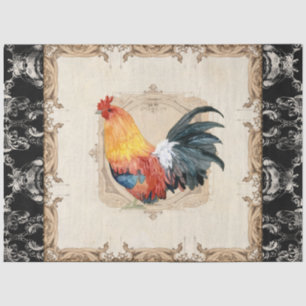 Papier Mousseline Roster Vintage Français Damask Black Decoupage Tis