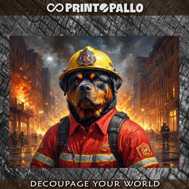 Papier Mousseline Rottweiler en tant que pompier -  (Créateur téléchargé)