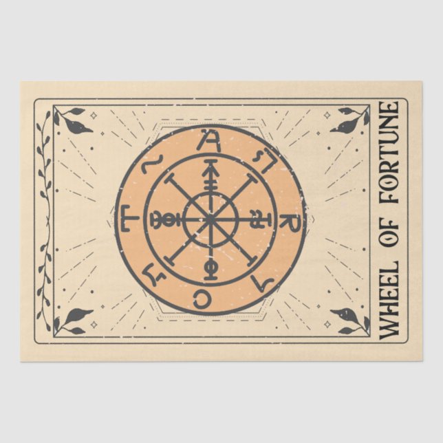 Papier Mousseline Roue de fortune tarot carte herbes feuilles (Recto)