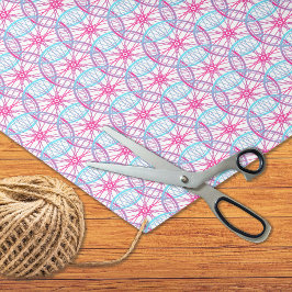 Papier Mousseline Roue vélo motif bleu rose