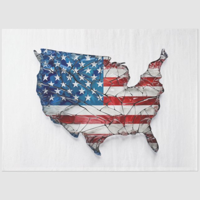 Papier Mousseline Rouge Blanc Bleu États-Unis Drapeau Effet Découpag (Recto)
