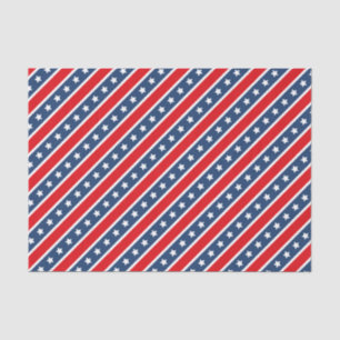 Papier Mousseline Rouge, Blanc & Bleu Patriotique USA Étoiles & Rayu