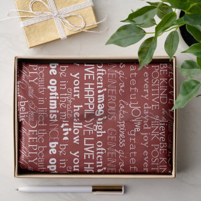 Papier Mousseline Rouge Blanc Inspiration Mots Noël (Cadeau)