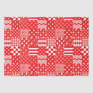 Papier Mousseline Rouge blanc Mixte Motif Patchwork Design
