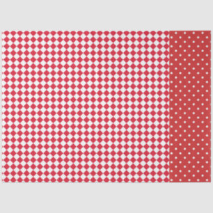 Papier Mousseline Rouge blanc Polka Dot Checkerboard Designer