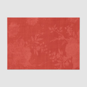 Papier Mousseline Rouge brillant sur le motif floral rouge