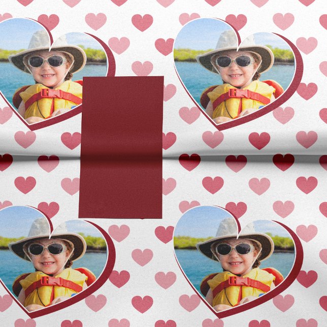 Papier Mousseline Rouge + Coeurs roses Motif avec photo Saint-Valent (Créateur téléchargé)