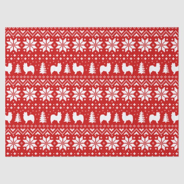Papier Mousseline Rouge de motif de Noël de silhouettes de Papillon (Recto)