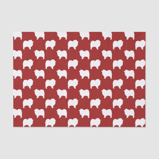 Papier Mousseline Rouge de motif de silhouettes de Keeshond (Recto)