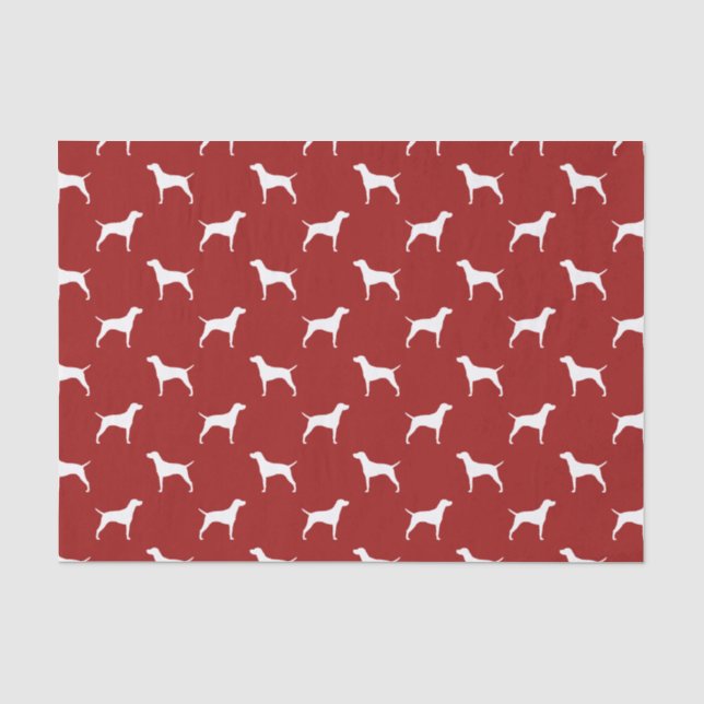 Papier Mousseline Rouge de motif de silhouettes de Vizsla (Recto)