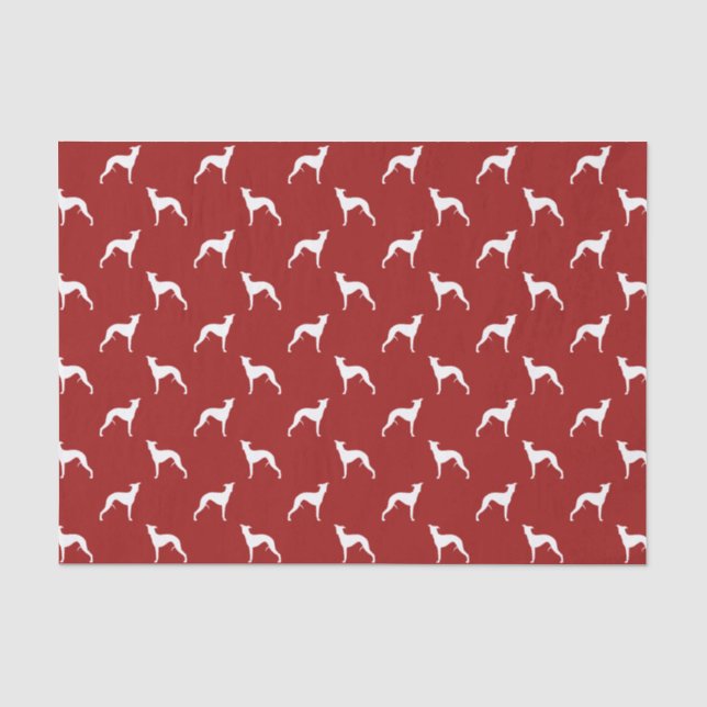 Papier Mousseline Rouge de motif de silhouettes de whippet (Recto)