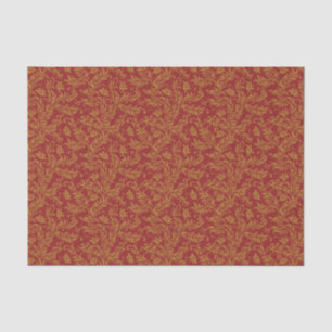 Papier Mousseline Rouge et motif floral d'or