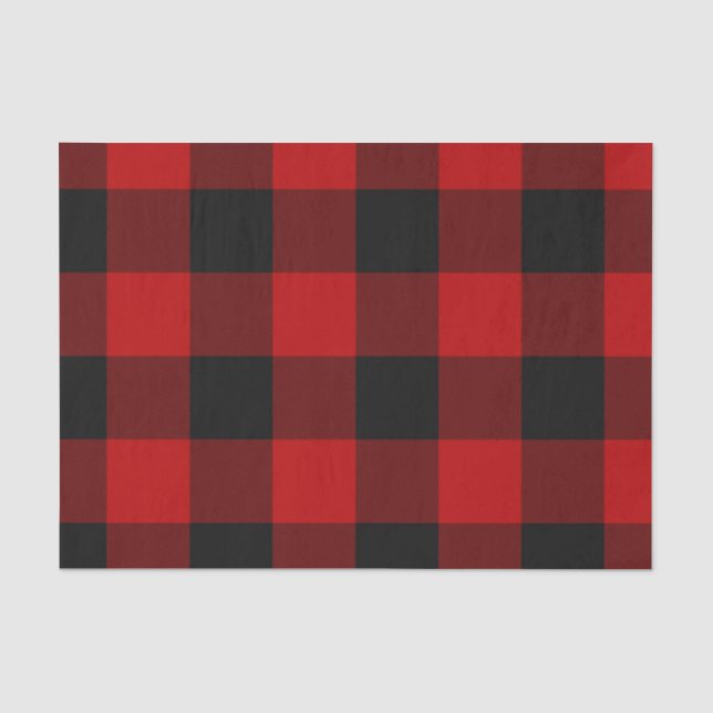 Papier Mousseline Rouge et noir Buffalo À damiers Plaid Rustique (Recto)