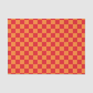 Papier Mousseline Rouge et orange Checkered