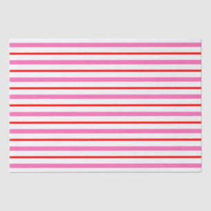Papier Mousseline Rouge et rose rayé