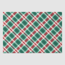 Papier Mousseline Rouge Festif traditionnel et Plaid vert