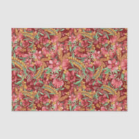 Rouge Golden Jaune Vert Aquarelle Fleurs Motif