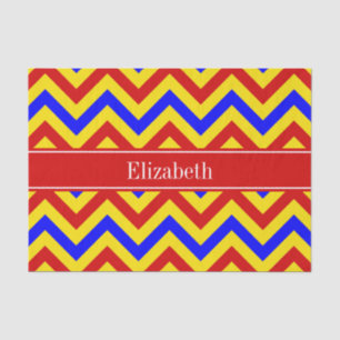 Papier Mousseline Rouge, jaune, Blue LG Chevron Red Name Monogram