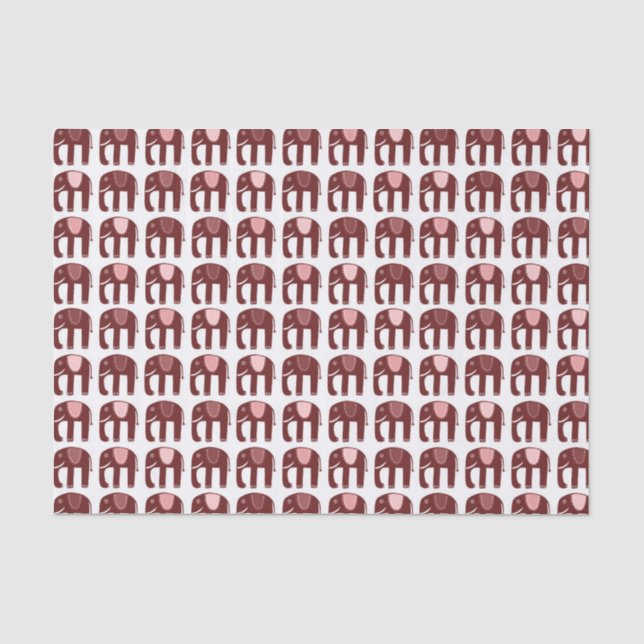 Papier Mousseline Rouge Motif rose éléphant (Recto)