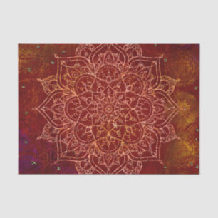 Papier Mousseline Rouge Rouille Mandala Or Glamour Moderne Chic