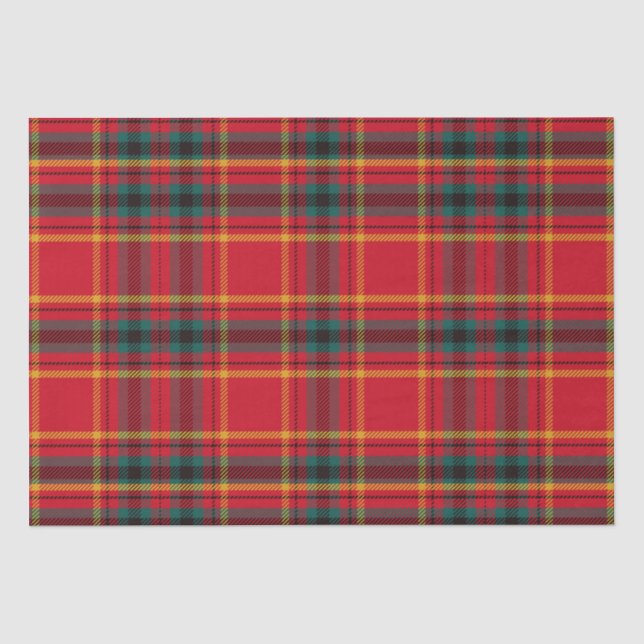 Papier Mousseline Rouge traditionnel de Noël et Plaid vert (Recto)