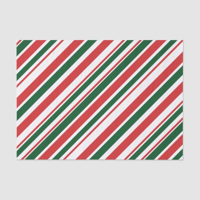 Papier Mousseline Rouge Vert blanc rayé (Recto)