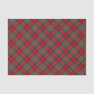 Papier Mousseline Rouge Vert Plaid Rustique Classic Stewart Tartan