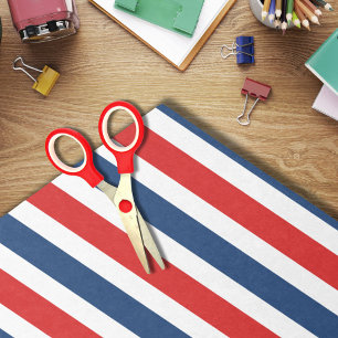 Papier Mousseline Rouges, Blancs et Rayures Bleues du 4 Juillet