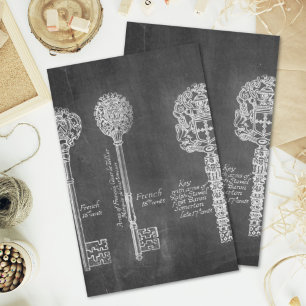 Papier Mousseline Rousty Chalkboard Victorian steampunk clés squelet
