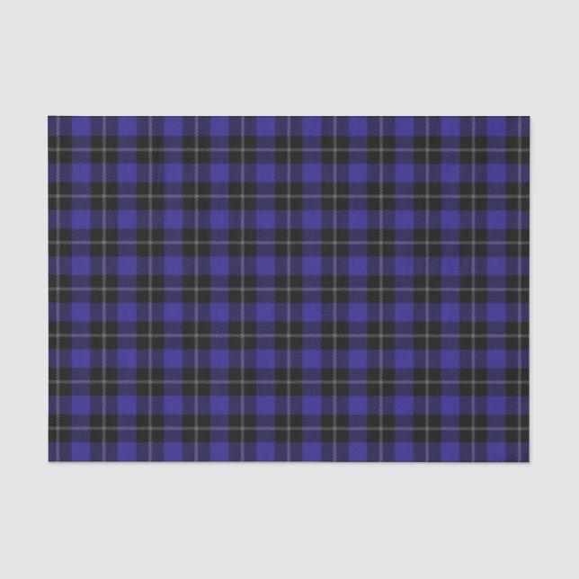 Papier Mousseline Royal Blue Black Plaid (Recto)