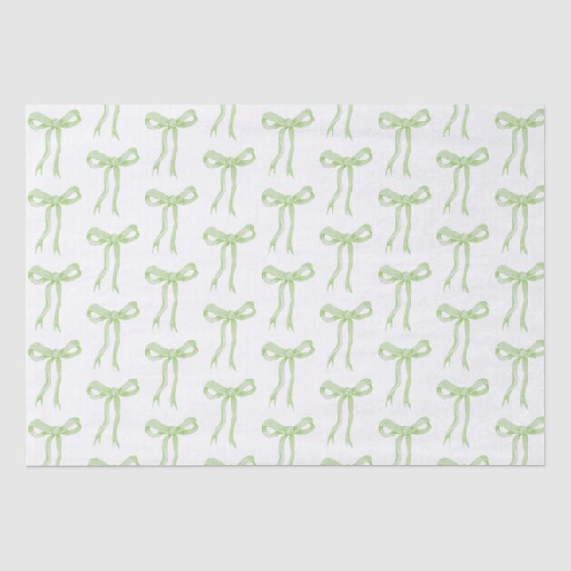 Papier Mousseline Ruban à nœud vert Coquette noué (Recto)