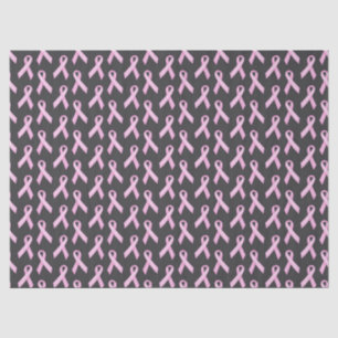 Papier Mousseline Ruban rose sur fond noir - Sensibilisation au canc