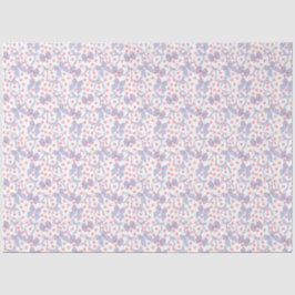 Papier Mousseline Rubans bleus et points roses