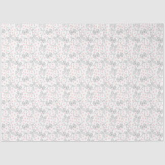 Papier Mousseline Rubans gris et points roses