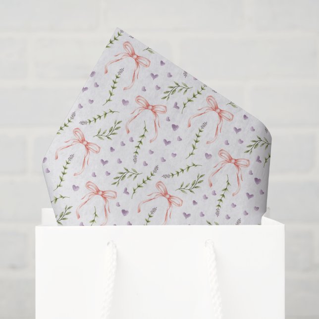 Papier Mousseline Rubans roses (Sac cadeau)