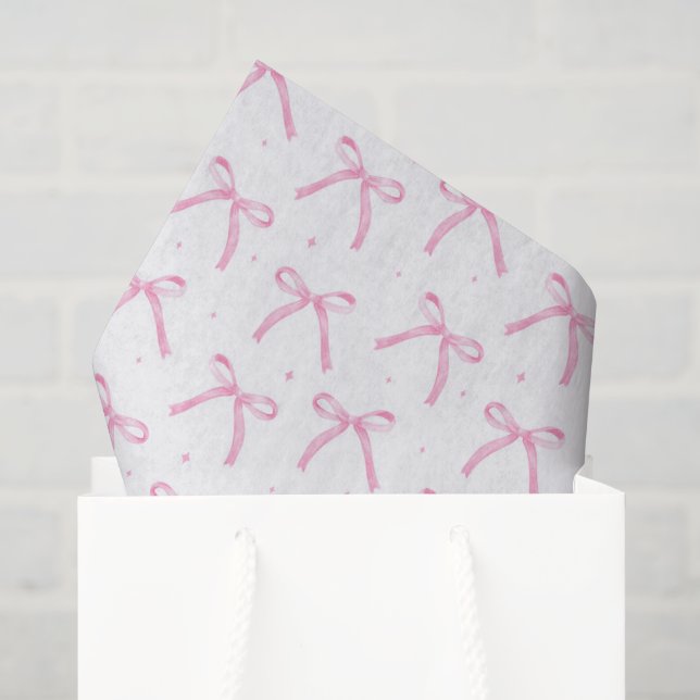 Papier Mousseline Rubans roses (Sac cadeau)