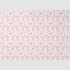 Papier Mousseline Rubans roses avec points roses et verts