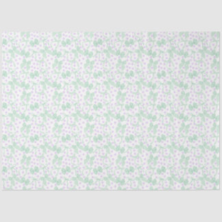 Papier Mousseline Rubans verts et points violets