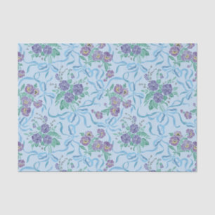 Papier Mousseline Rubans vintages violets bleu clair