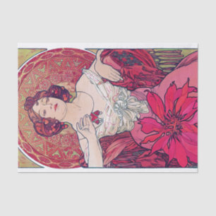 Papier Mousseline Ruby (Quatre bijoux), Alphonse Mucha
