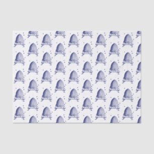 Papier Mousseline Ruche et Abeilles #2 Héraldique Vintage Bleu