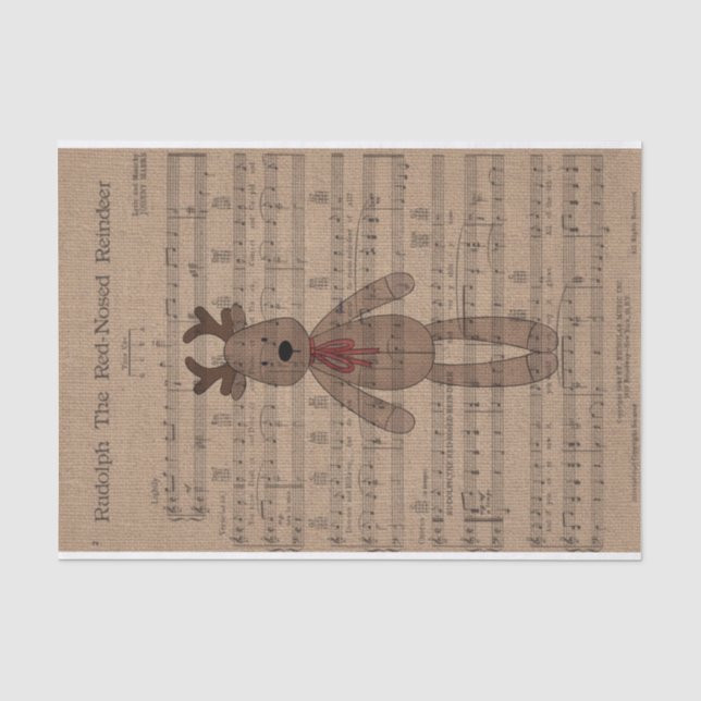 Papier Mousseline Rudolph Red Nez Reindeer Teddy Bear (Recto)