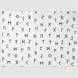 Papier Mousseline Runes viking noires sur Arrière - plan blanc