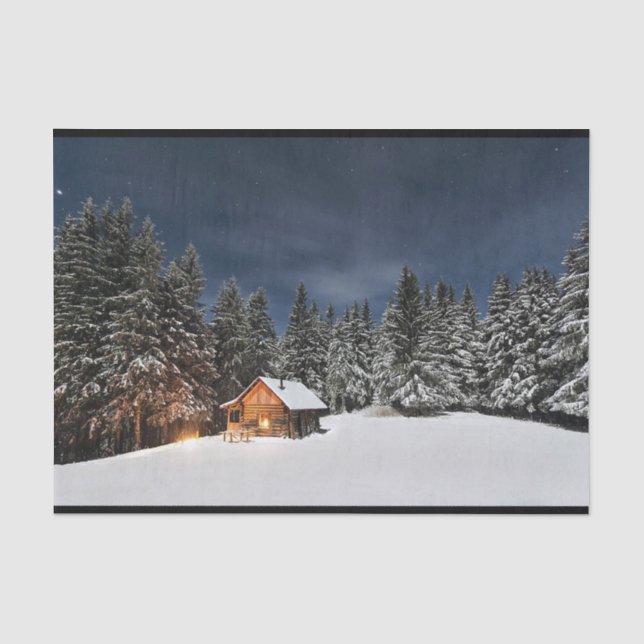 Papier Mousseline Russe Cabine neige hiver (Recto)