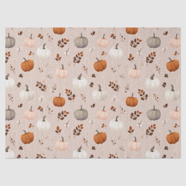 Papier Mousseline Russe Citrouilles d'automne et feuilles d'automne (Recto)