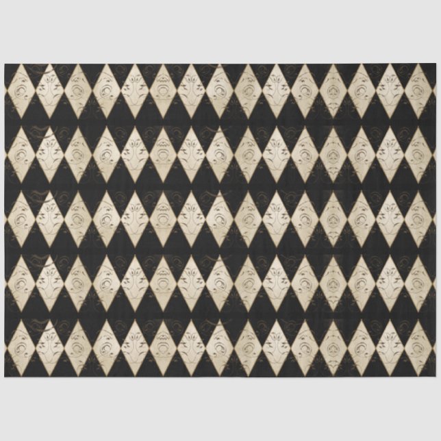 Papier Mousseline Russe Pays Arlequin Noir et Découpage Tan (Recto)