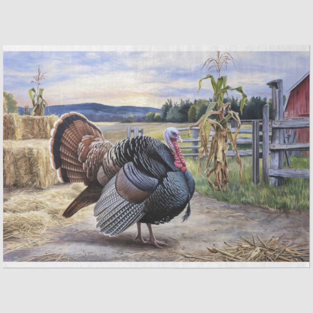 Papier Mousseline Russe Turquie ferme Thanksgiving Decoupage (Recto)
